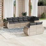 Set mobilier de grădină cu perne, 8 piese gri deschis poliratan GartenMobel Dekor