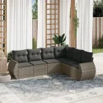 Set mobilier grădină cu perne, 6 piese, gri, poliratan GartenMobel Dekor