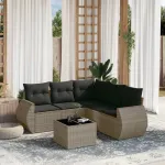 Set mobilier grădină cu perne, 6 piese, gri, poliratan GartenMobel Dekor