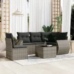 Set mobilier grădină cu perne, 6 piese, gri, poliratan GartenMobel Dekor