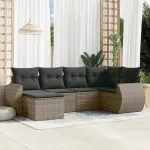 Set mobilier grădină cu perne, 6 piese, gri, poliratan GartenMobel Dekor