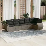 Set mobilier grădină cu perne, 6 piese, gri, poliratan GartenMobel Dekor