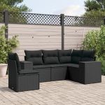 Set mobilier de grădină cu perne, 5 piese, negru, poliratan GartenMobel Dekor