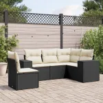 Set mobilier de grădină cu perne, 5 piese, negru, poliratan GartenMobel Dekor