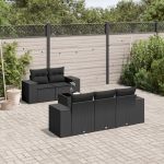 Set mobilier de grădină cu perne, 6 piese, negru, poliratan GartenMobel Dekor