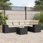 Set mobilier de grădină cu perne, 6 piese, negru, poliratan GartenMobel Dekor