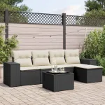 Set mobilier de grădină cu perne, 6 piese, negru, poliratan GartenMobel Dekor