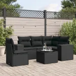 Set mobilier de grădină cu perne, 6 piese, negru, poliratan GartenMobel Dekor
