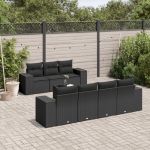 Set mobilier de grădină cu perne, 8 piese, negru, poliratan GartenMobel Dekor