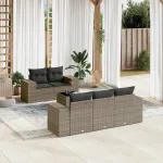 Set mobilier grădină cu perne, 6 piese, gri, poliratan GartenMobel Dekor