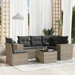 Set mobilier grădină cu perne, 6 piese, gri, poliratan GartenMobel Dekor