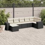 Set canapele de grădină cu perne, 7 piese, negru, poliratan GartenMobel Dekor