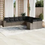 Set mobilier de grădină cu perne, 10 piese, gri, poliratan GartenMobel Dekor