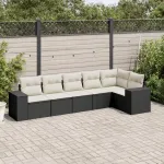 Set mobilier de grădină cu perne, 6 piese, negru, poliratan GartenMobel Dekor
