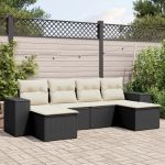 Set mobilier de grădină cu perne, 6 piese, negru, poliratan GartenMobel Dekor