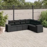 Set mobilier de grădină cu perne, 6 piese, negru, poliratan GartenMobel Dekor