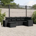 Set mobilier de grădină cu perne, 6 piese, negru, poliratan GartenMobel Dekor
