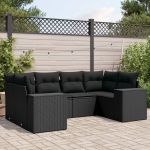 Set mobilier de grădină cu perne, 6 piese, negru, poliratan GartenMobel Dekor