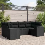 Set mobilier de grădină cu perne, 6 piese, negru, poliratan GartenMobel Dekor