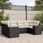 Set mobilier de grădină cu perne, 6 piese, negru, poliratan GartenMobel Dekor