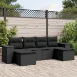 Set mobilier de grădină cu perne, 6 piese, negru, poliratan GartenMobel Dekor