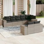Set mobilier de grădină cu perne, 8 piese gri deschis poliratan GartenMobel Dekor