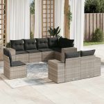 Set mobilier de grădină cu perne, 8 piese gri deschis poliratan GartenMobel Dekor