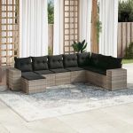 Set mobilier de grădină cu perne, 8 piese gri deschis poliratan GartenMobel Dekor