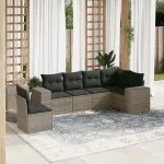 Set mobilier grădină cu perne, 6 piese, gri, poliratan GartenMobel Dekor