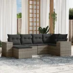Set mobilier grădină cu perne, 6 piese, gri, poliratan GartenMobel Dekor