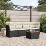 Set mobilier de grădină cu perne, 5 piese, negru, poliratan GartenMobel Dekor
