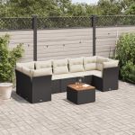 Set mobilier de grădină cu perne, 8 piese, negru, poliratan GartenMobel Dekor