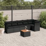 Set canapele de grădină cu perne, 7 piese, negru, poliratan GartenMobel Dekor