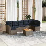 Set canapele de grădină cu perne, 8 piese, gri, poliratan GartenMobel Dekor