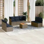 Set canapele de grădină cu perne, 8 piese, gri, poliratan GartenMobel Dekor