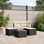 Set mobilier de grădină cu perne, 5 piese, negru, poliratan GartenMobel Dekor