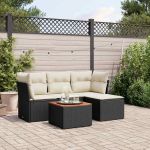 Set mobilier de grădină cu perne, 5 piese, negru, poliratan GartenMobel Dekor