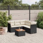 Set mobilier de grădină cu perne, 6 piese, negru, poliratan GartenMobel Dekor