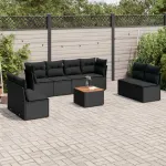 Set mobilier de grădină cu perne, 9 piese, negru, poliratan GartenMobel Dekor