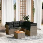 Set mobilier grădină cu perne, 6 piese, gri, poliratan GartenMobel Dekor