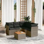 Set mobilier grădină cu perne, 6 piese, gri, poliratan GartenMobel Dekor