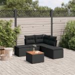 Set mobilier de grădină cu perne, 6 piese, negru, poliratan GartenMobel Dekor