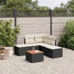 Set mobilier de grădină cu perne, 6 piese, negru, poliratan GartenMobel Dekor