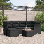 Set canapele de grădină cu perne, 7 piese, negru, poliratan GartenMobel Dekor