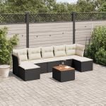 Set mobilier de grădină cu perne, 8 piese, negru, poliratan GartenMobel Dekor