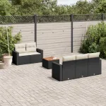 Set mobilier de grădină cu perne, 6 piese, negru, poliratan GartenMobel Dekor