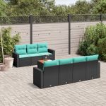 Set mobilier de grădină cu perne, 8 piese, negru, poliratan GartenMobel Dekor