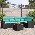 Set canapele de grădină cu perne, 6 piese, negru, poliratan GartenMobel Dekor