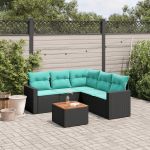 Set canapele de grădină cu perne, 6 piese, negru, poliratan GartenMobel Dekor