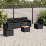 Set canapele de grădină cu perne, 7 piese, negru, poliratan GartenMobel Dekor